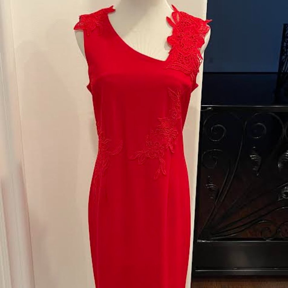 Red Floral Neiman Marcus Dress